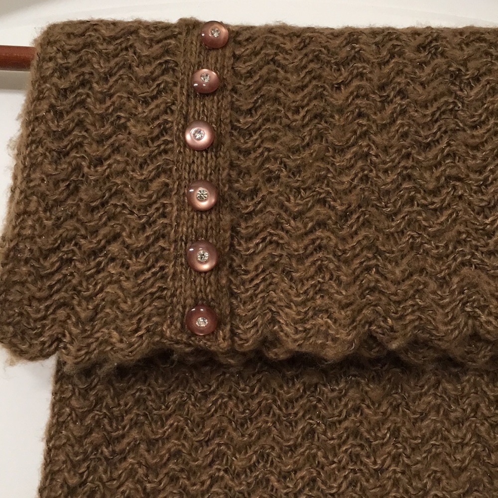 Soft Brown Winter Scarf with Button Detail